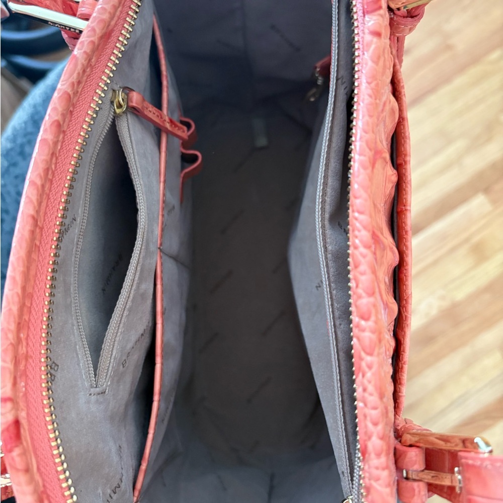 Brahmin Creamsicle Embossed Leather Tote - Picture 7 of 10